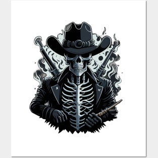 Cowboy skull with guns Posters and Art